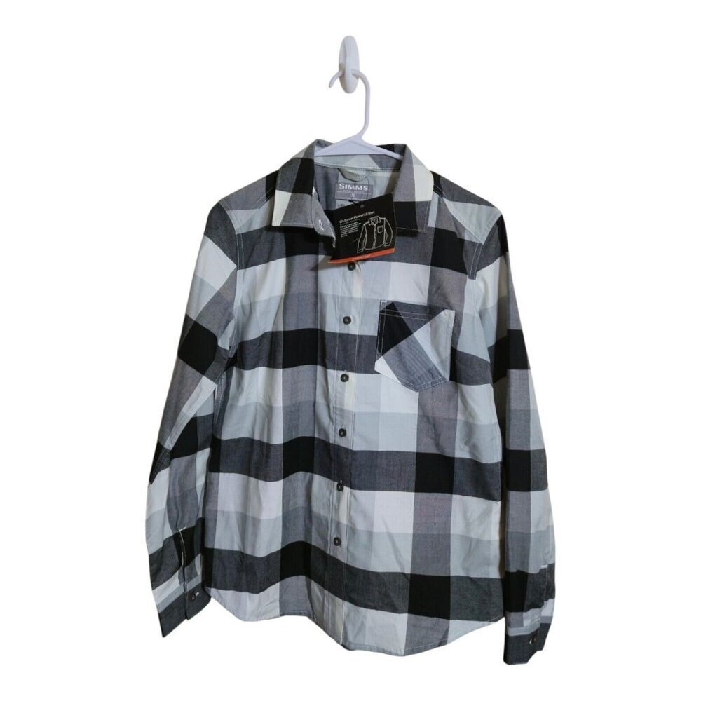 Simms Shirt Women S Sunset Flannel Gray Heather Buffalo Plaid Gorpcore Camping